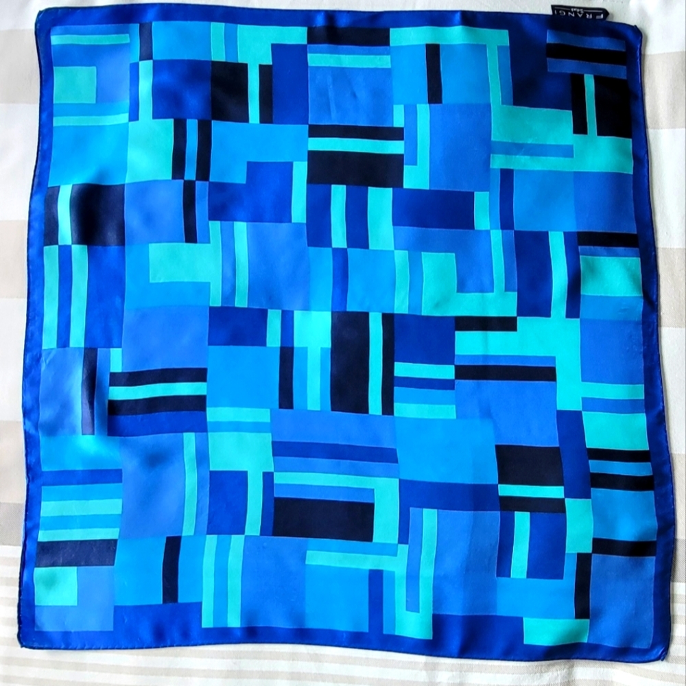 Art Of The Scarf Tie Rack Royal Blue/Turquoise Silk Sarf